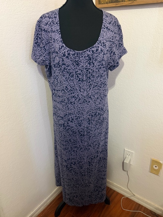 Peruvian Connection Dresses & Skirts - Peruvian Connection Women's Scoop Neck Maxi Dress in Lavender Blue- XL